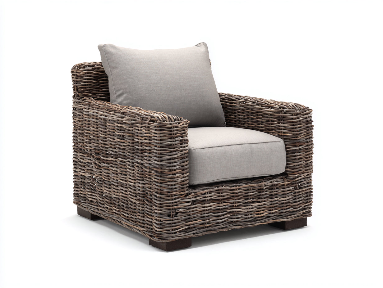 Polyrattan Gartensessel Rattanoptik 88x82x78 cm - Braun Grau - breite Armlehnen