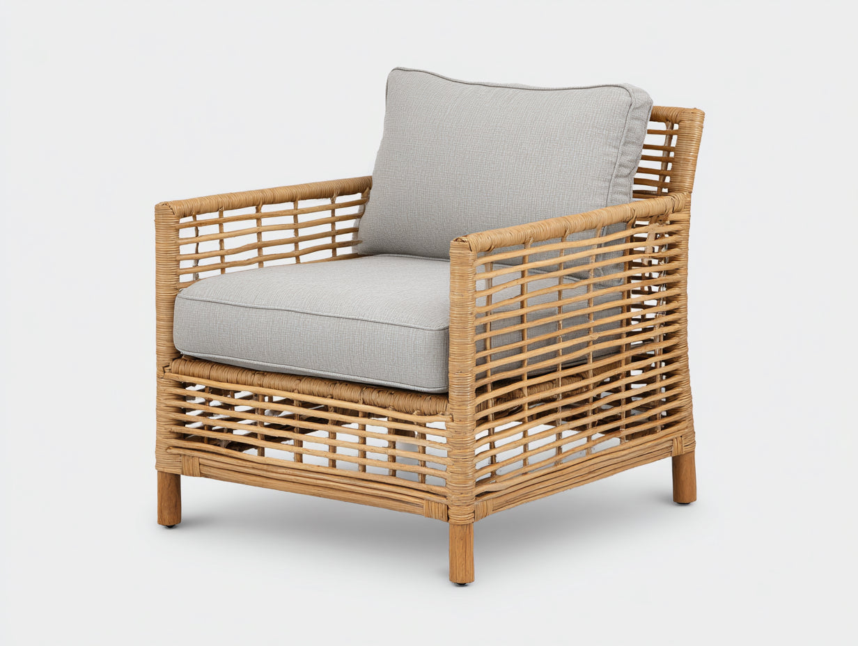 Polyrattan Gartensessel Geflecht 78x74x82 cm Natur-Beige - Modernes Lounge Design