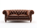 Gerades Sofa Leder 220x95x76 cm - Braun - für Wohnzimmer - Chesterfield Design mit Rollarmlehnen
