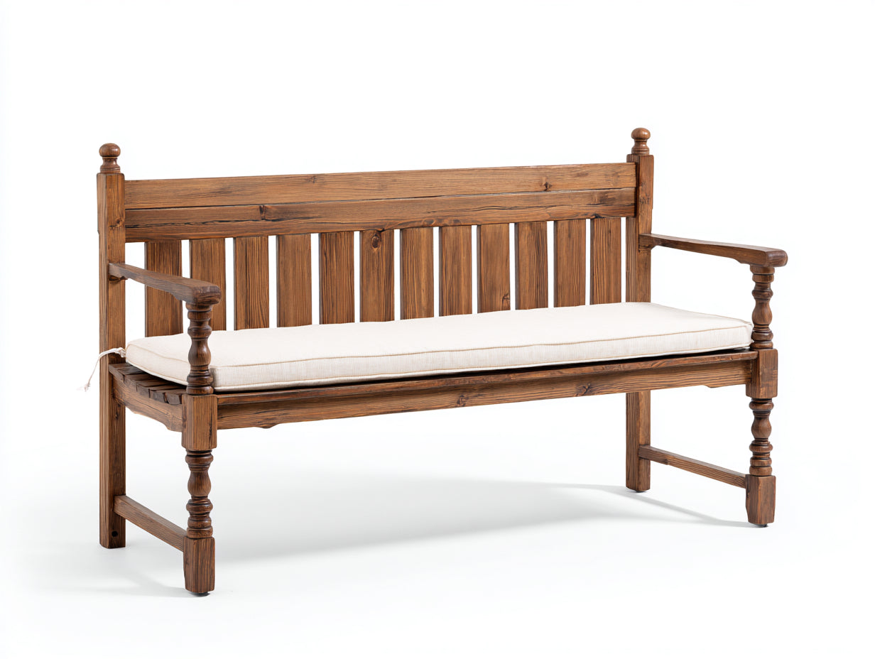 Gartenbank Holz 150x60x95 cm - Braun Weiß - klassisches Design mit Armlehnen
