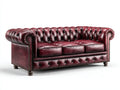 Gerades Sofa Echtleder 230x92x76 cm - Bordeauxrot - klassischer Chesterfield Stil für Wohnzimmer