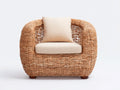 Polyrattan Gartensessel 88x84x76 cm - Naturbraun-Beige - rundes Design für Garten und Terrasse