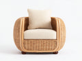 Polyrattan Gartensessel 86x82x78 cm - Naturbraun-Beige - rundes Design für Garten und Terrasse