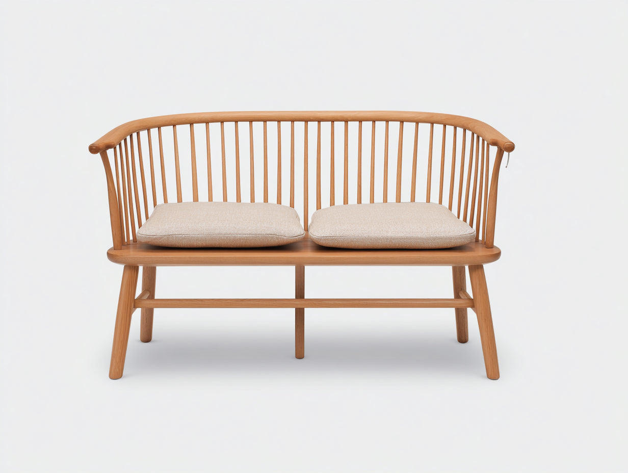 Gartenbank Holz 140x58x82 cm - Natur Beige - geschwungene Rückenlehne