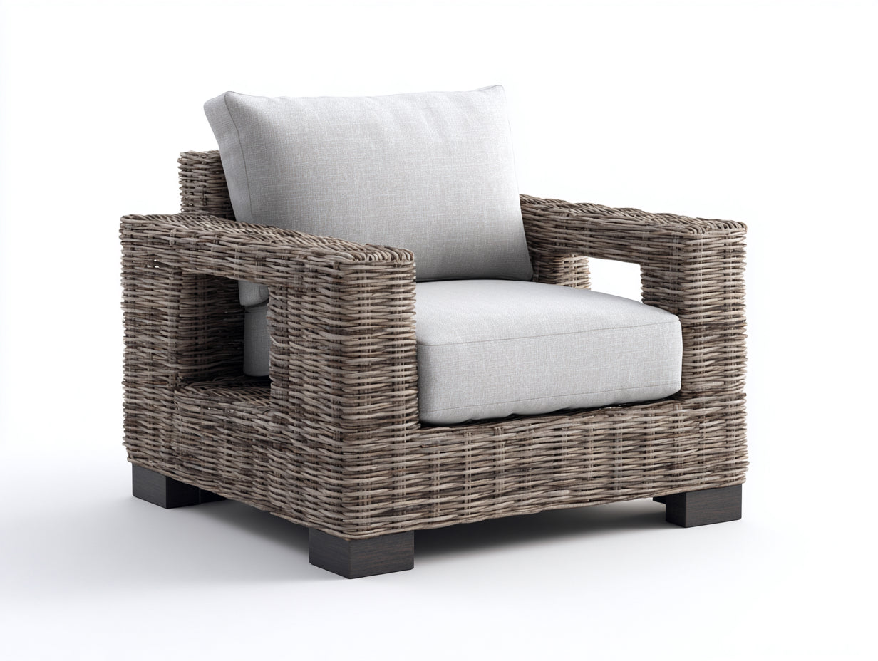 Polyrattan Gartensessel Rattanoptik 90x84x78 cm - Grau Hellgrau - breite Armlehnen