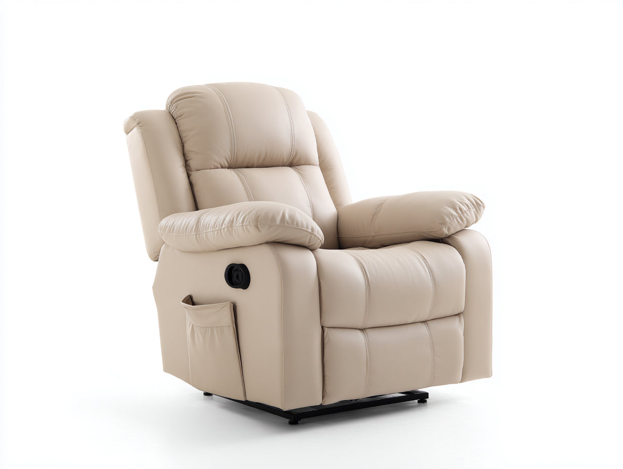 Liegesessel Kunstleder 88x92x105 cm beige - verstellbares Design für Wohnzimmer