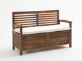 Gartenbank Holz 155x62x90 cm - Braun-Cremeweiß - mit Stauraum für Garten und Terrasse