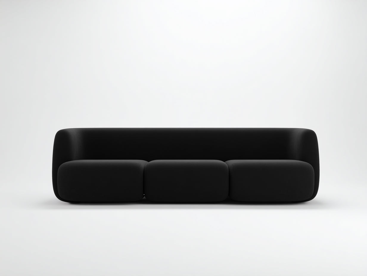 Gerades Sofa 3-Sitzer 230x92x70 cm - Schwarz - modernes rundes Design