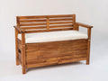 Gartenbank Holz 120x58x86 cm - Braun Weiß - mit Stauraum und Armlehnen