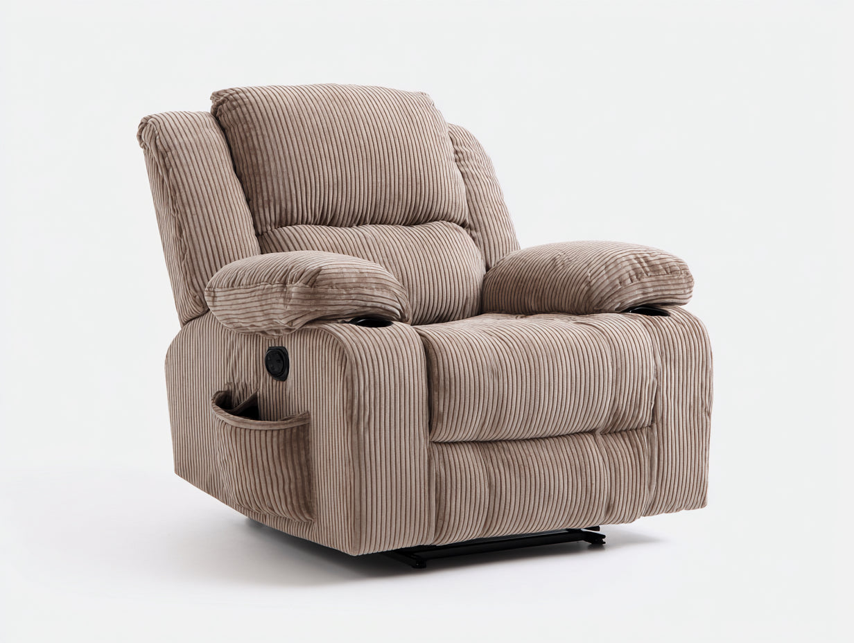 Liegesessel Cordstoff 96x100x104 cm - Taupe - verstellbares Komfortdesign für Wohnzimmer