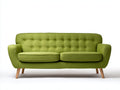 Gerades Sofa Stoff Holzoptik 215x86x82 cm - Grün-Naturholz - Retro Design für Wohnzimmer