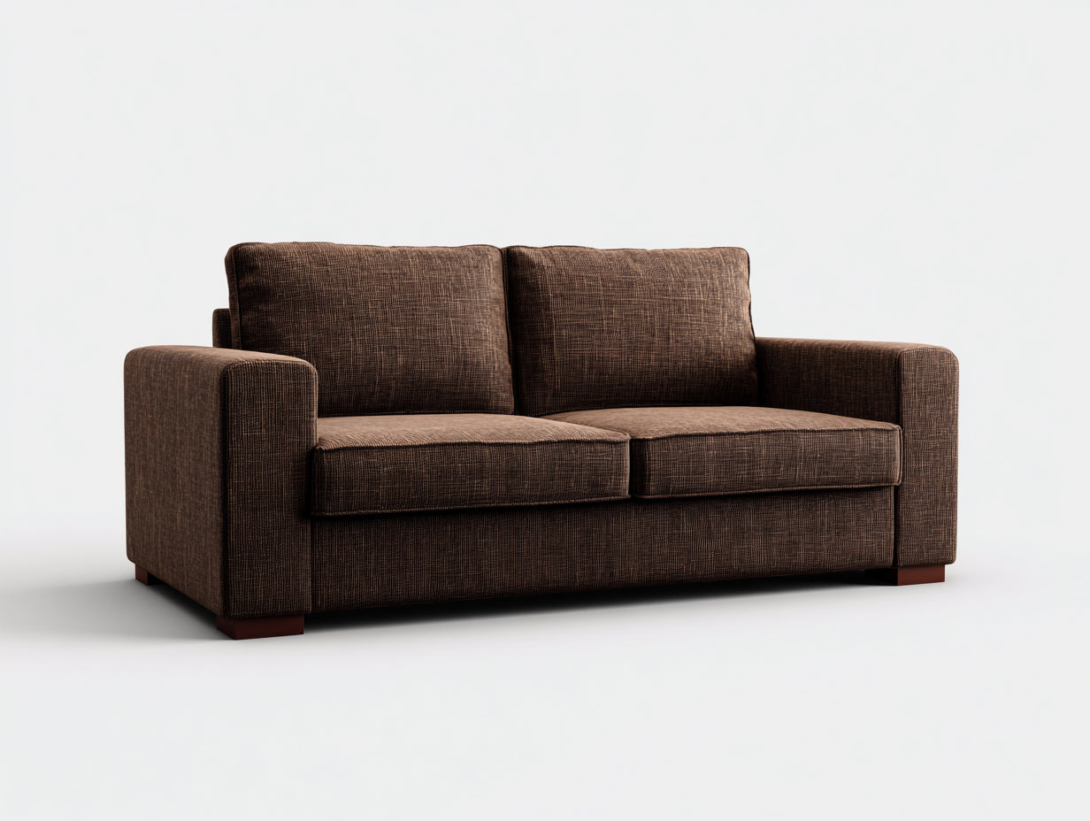 Gerades Sofa 2-Sitzer 190x88x84 cm - Braun - strukturierter Stoff mit breiten Armlehnen